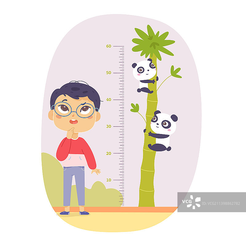 测量身高的男孩图片素材