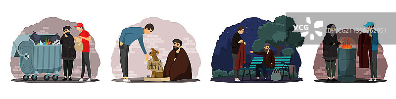 男人帮助贫困无家可归者摆脱贫困图片素材