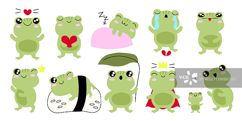 一组可爱卡通青蛙图片素材