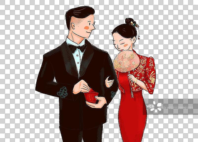 婚礼人物设计，结婚照，中式婚礼人物图片素材