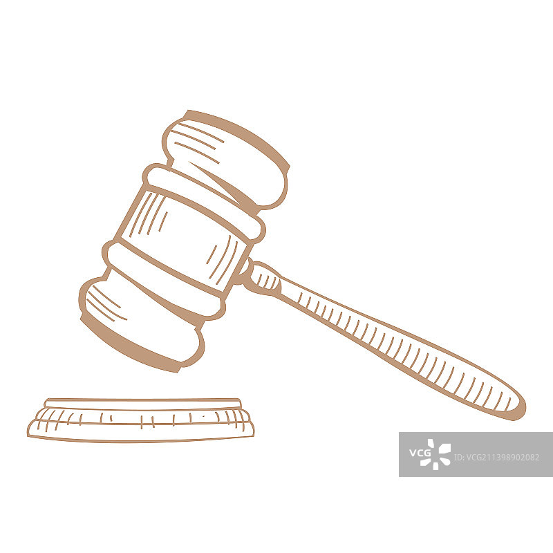 手绘法官木槌素描图片素材