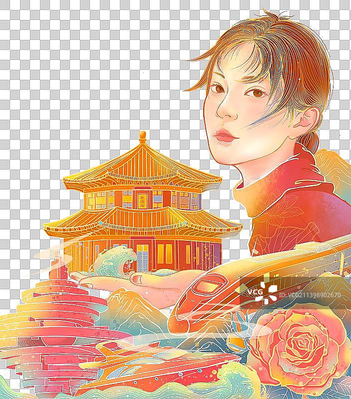 青岛城市插画图片素材