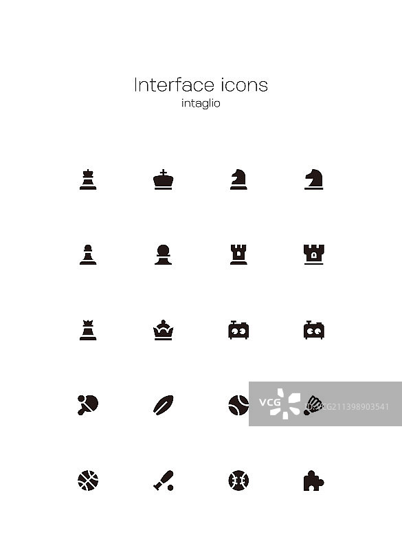 UI UX显示界面简约黑色图标集图片素材