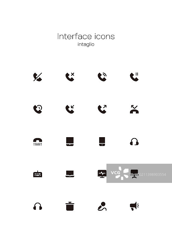UI UX显示界面简约黑色图标集图片素材