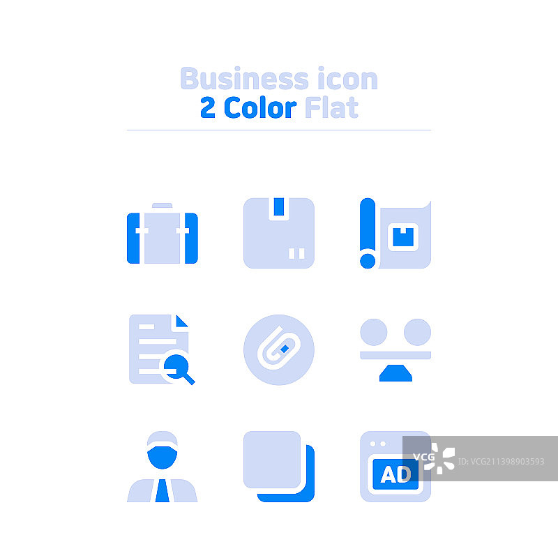 双色扁平商务图标合集图片素材