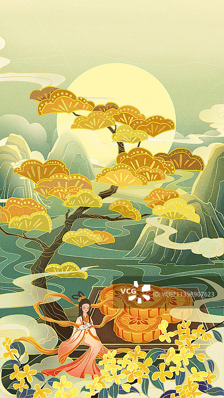 中秋佳节  国风中秋节月饼图片素材