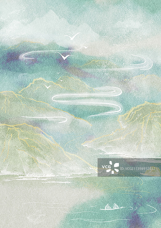 国风水墨山水云图片素材