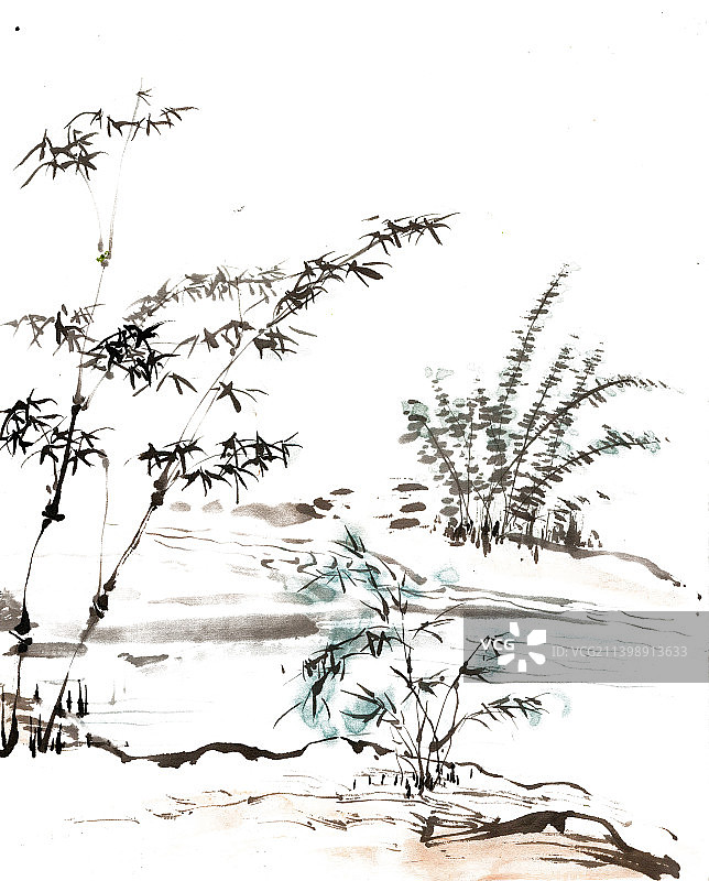 岸边的竹子图片素材