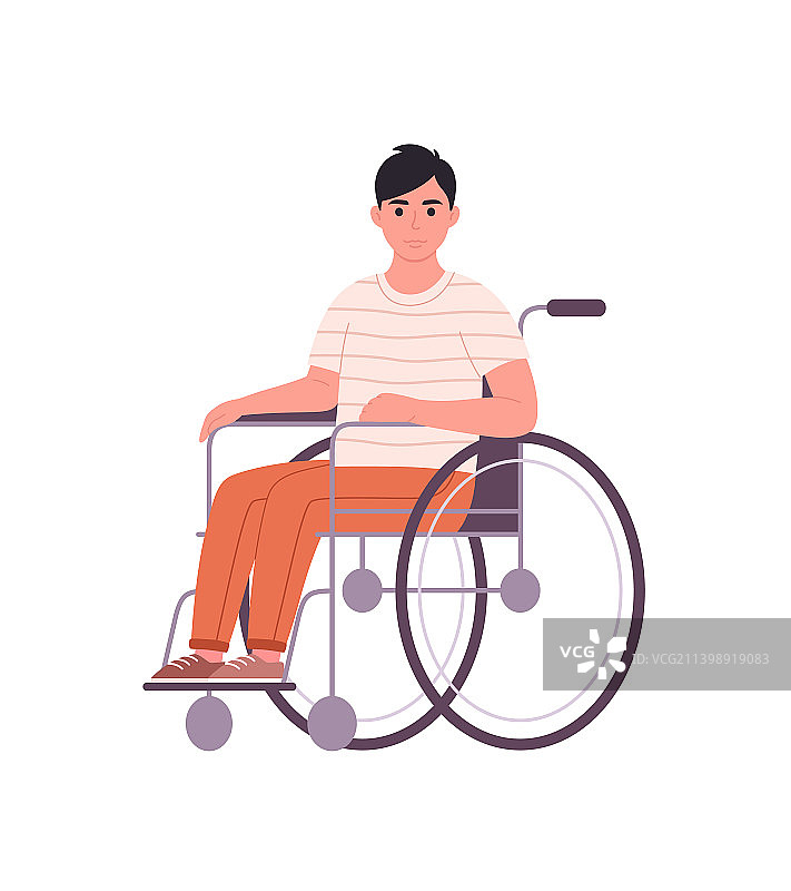 坐在轮椅上的残疾青年男子图片素材