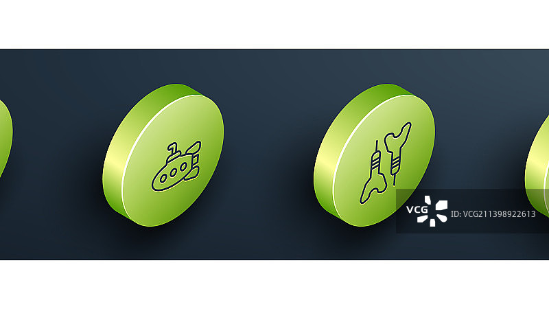 2.5D等距线条：机器人玩具潜水艇飞镖图片素材