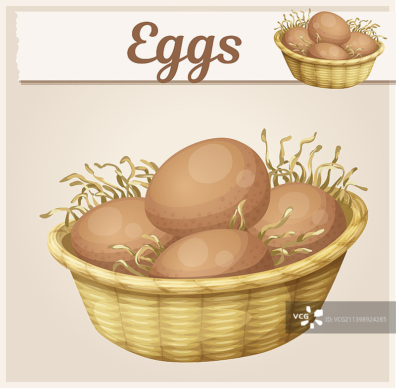 篮子里的鸡蛋图标卡通图片素材