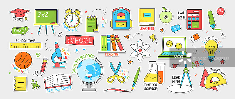 学校贴纸套装图片素材