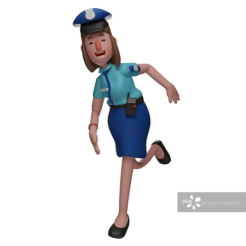 可爱的卡通女警3D角色图片素材