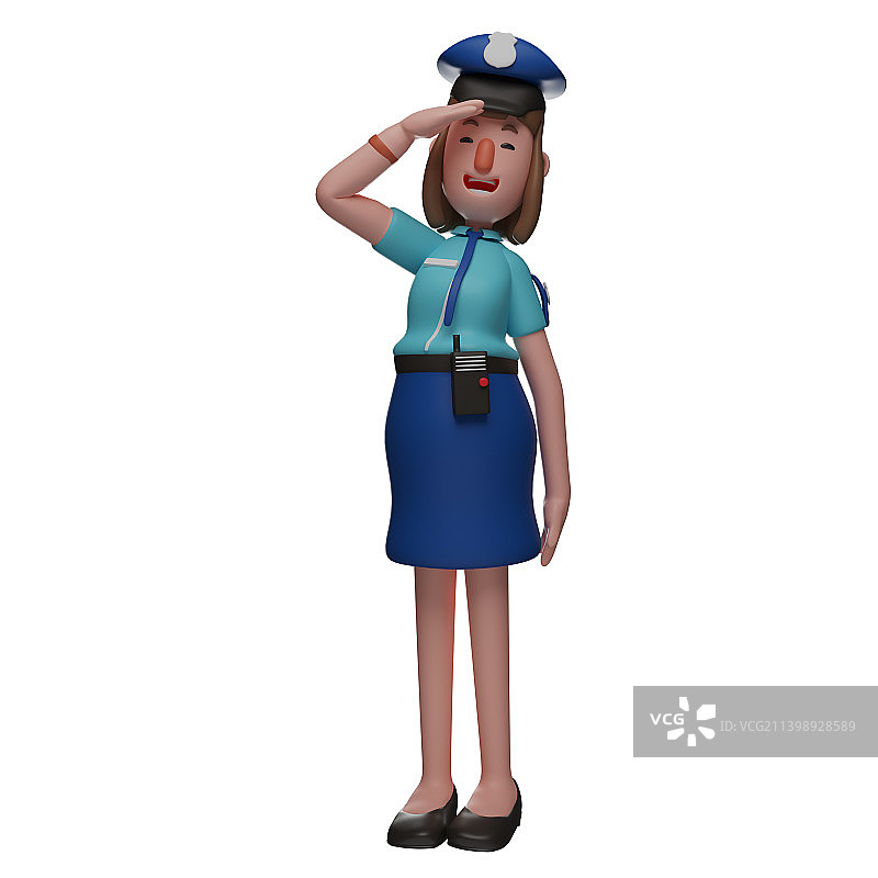 3D敬礼女警设计图片素材