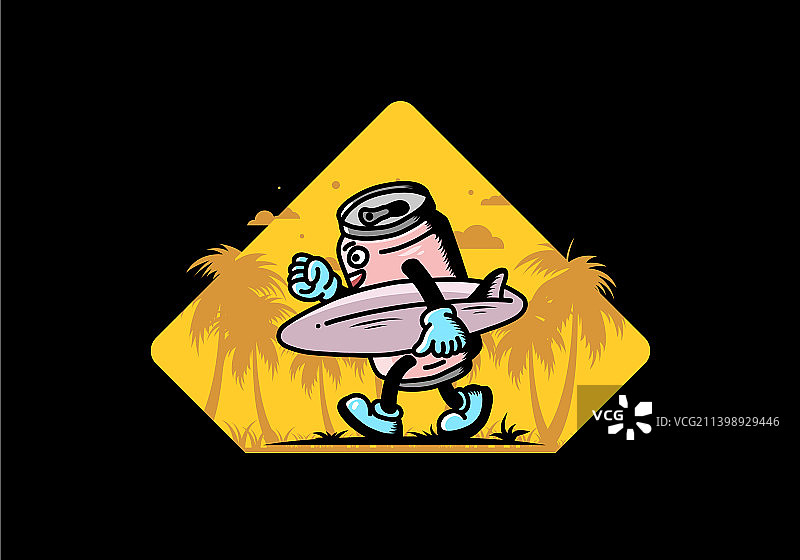 拿着冲浪板的饮料罐图片素材