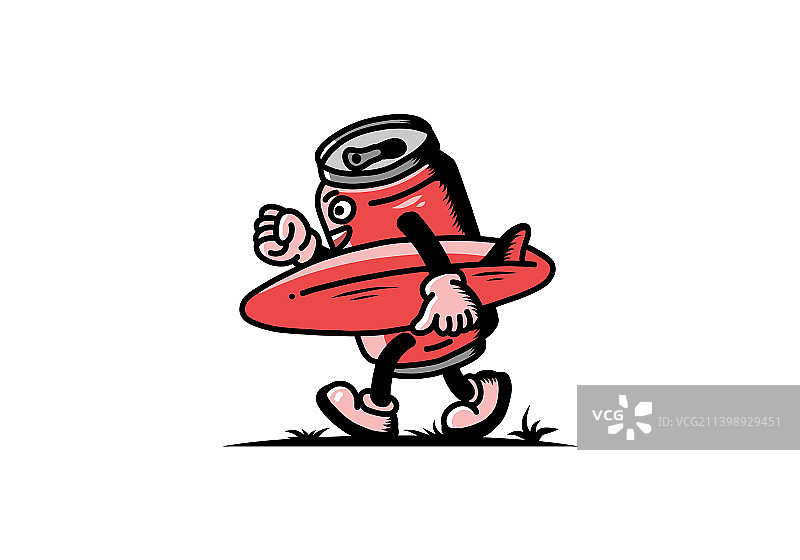 拿着冲浪板的饮料罐图片素材