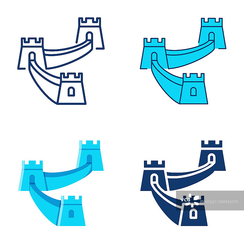 扁平线条风格的长城图标图片素材