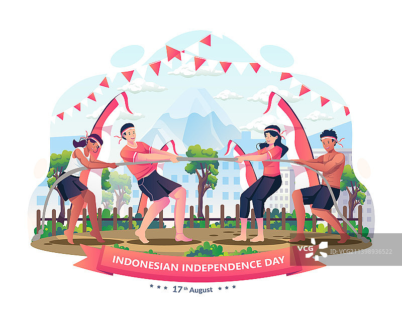 人们庆祝印度尼西亚独立日图片素材