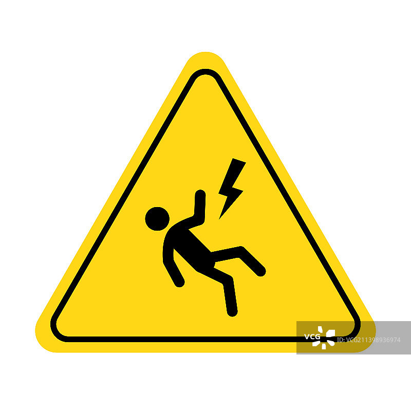 触电危险警示标志。图片素材