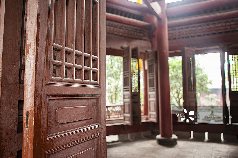 2022年1月，四川省成都市崇州市罨画池，尊经阁，牌匾，阁楼，亭子，古亭，古风，古代，穿越，宫殿，深图片素材