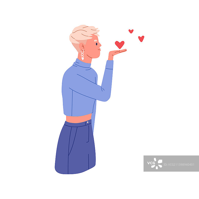 女人飞吻表达爱意图片素材