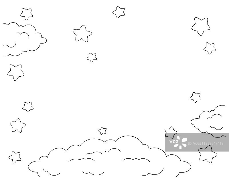 美丽的自然风光填色书页面图片素材