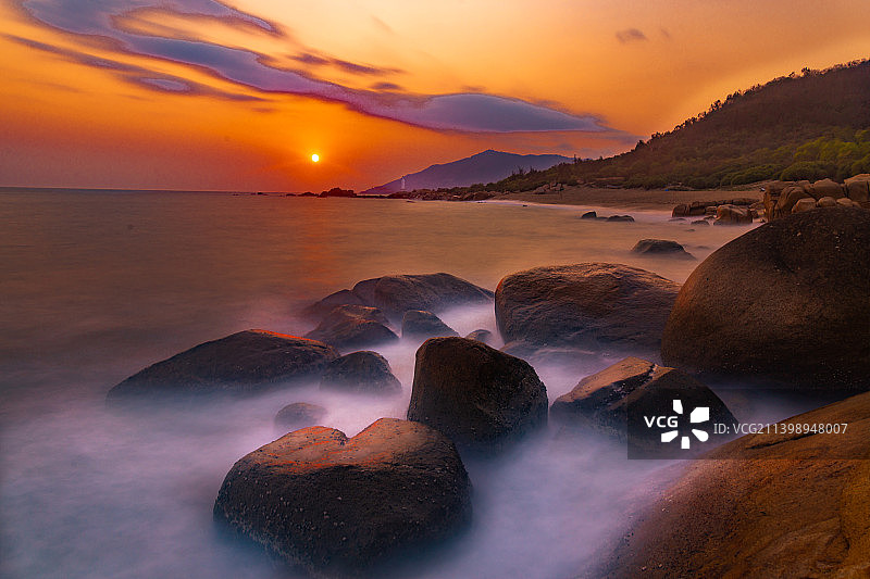 龙栖湾日落图片素材