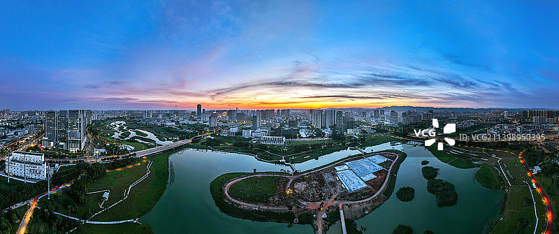 绿城南宁明月湖晚霞图片素材