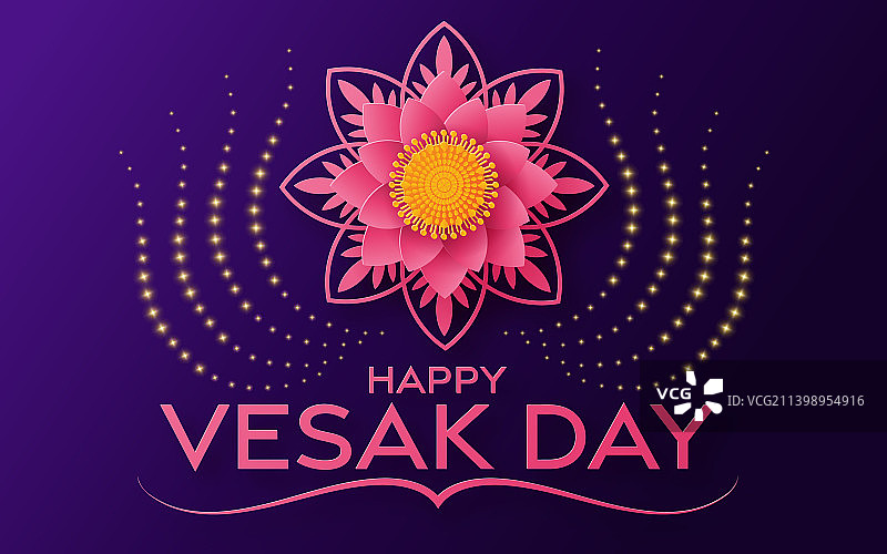 卫塞节快乐莲花祝福卡片图片素材