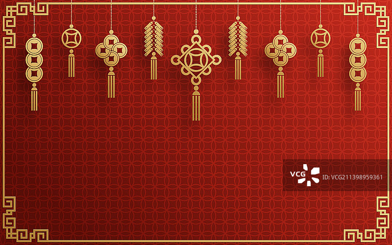 中国风红色金色边框背景图片素材