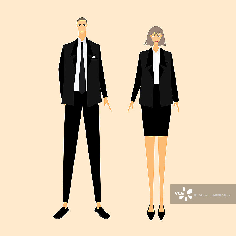 商务男人和女人的黑色西装图片素材