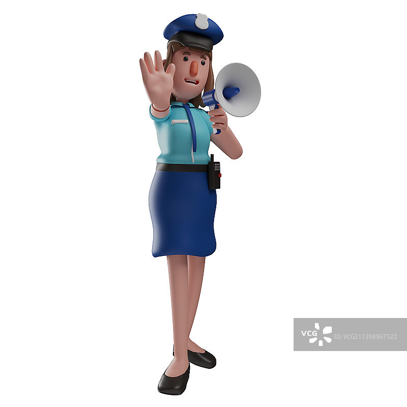 友好的3D卡通女警图片素材