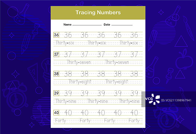 数字描摹工作表教育素材图片素材