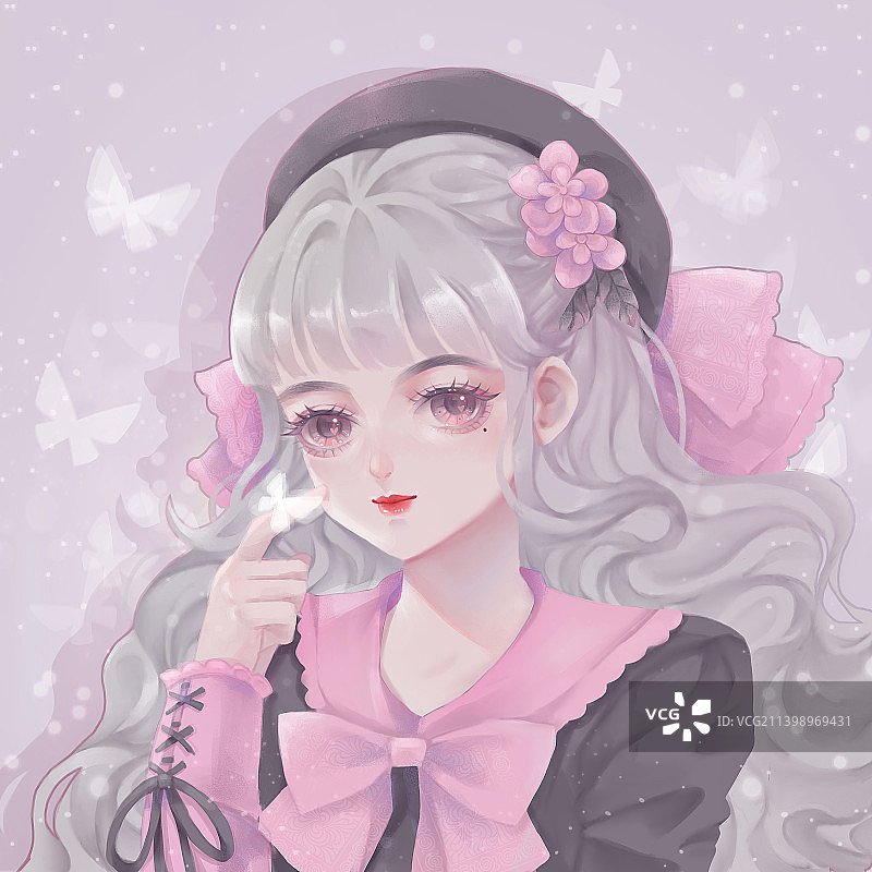 可爱卷发少女图片素材
