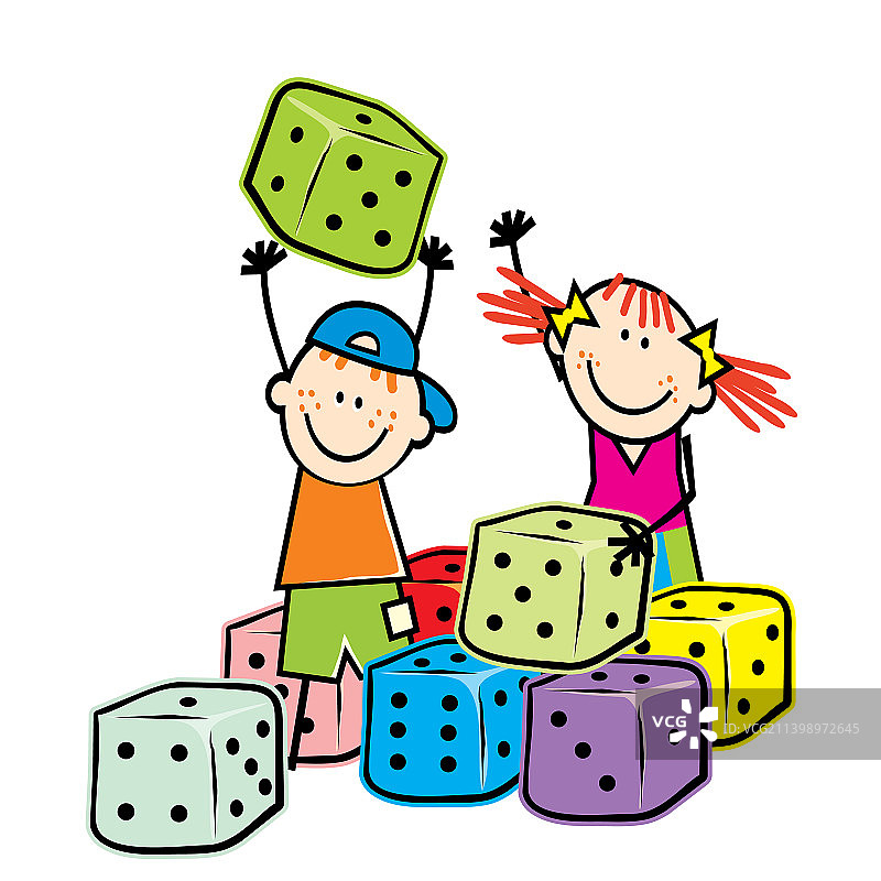儿童与骰子图片素材