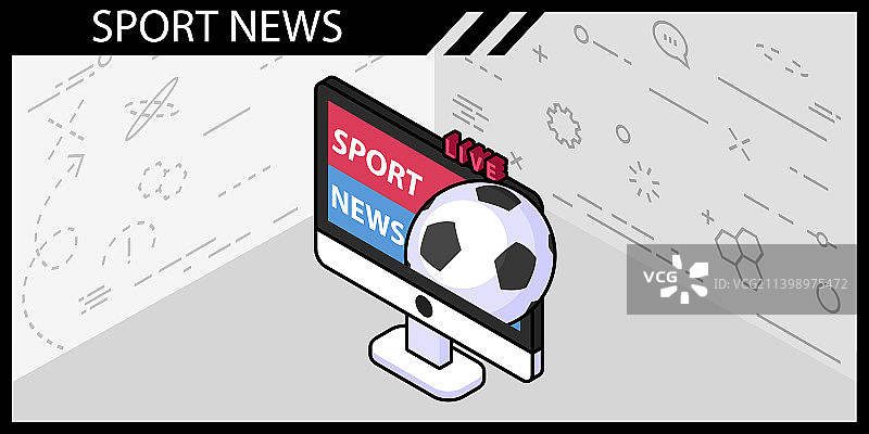 体育新闻等距设计3D彩色网络图标图片素材