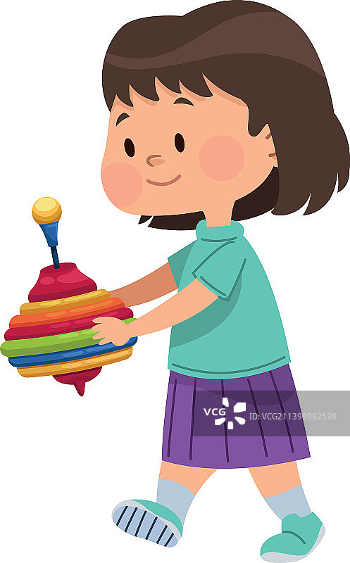 玩陀螺的女孩图片素材