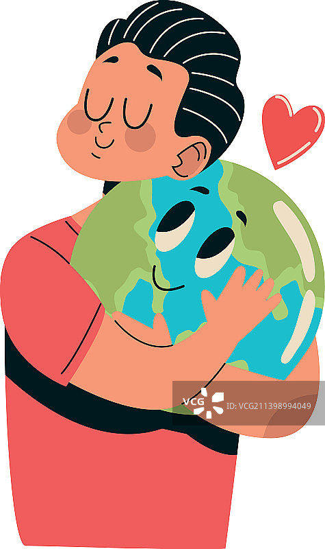 男生态学家拥抱地球图片素材