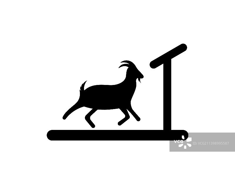 在跑步机上跑步的山羊图片素材