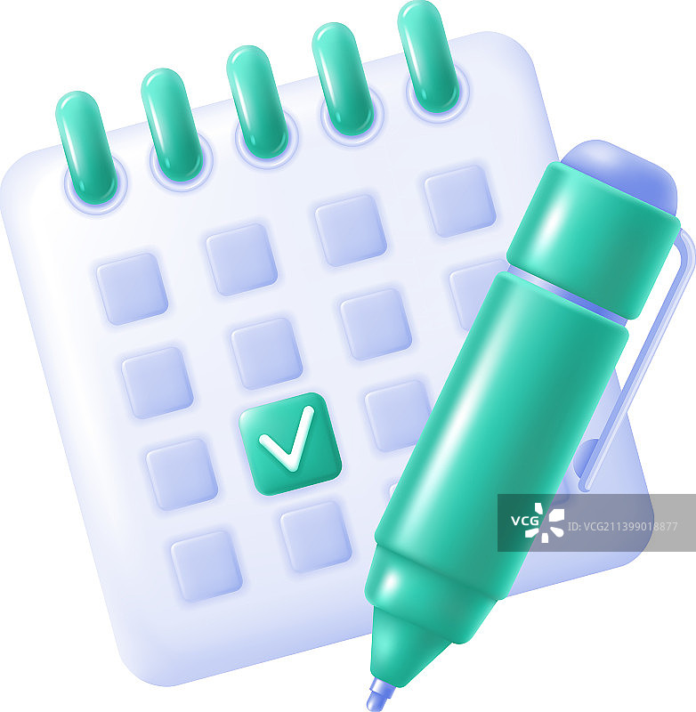 桌面日历和圆珠笔图标图片素材