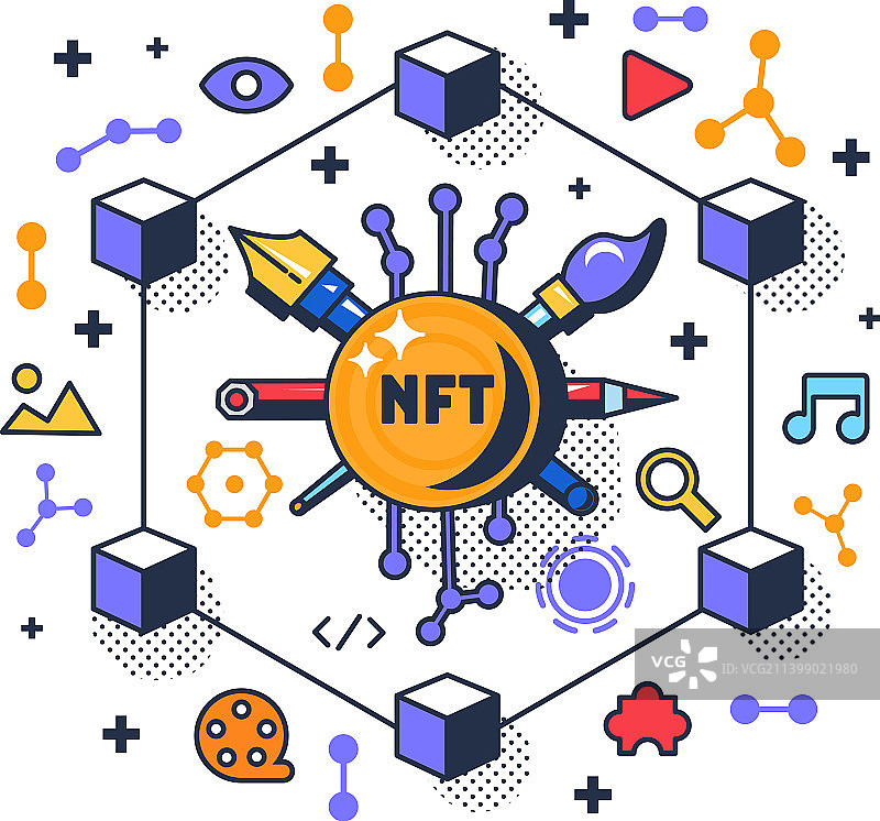 用于购买的去中心化NFT加密货币图片素材