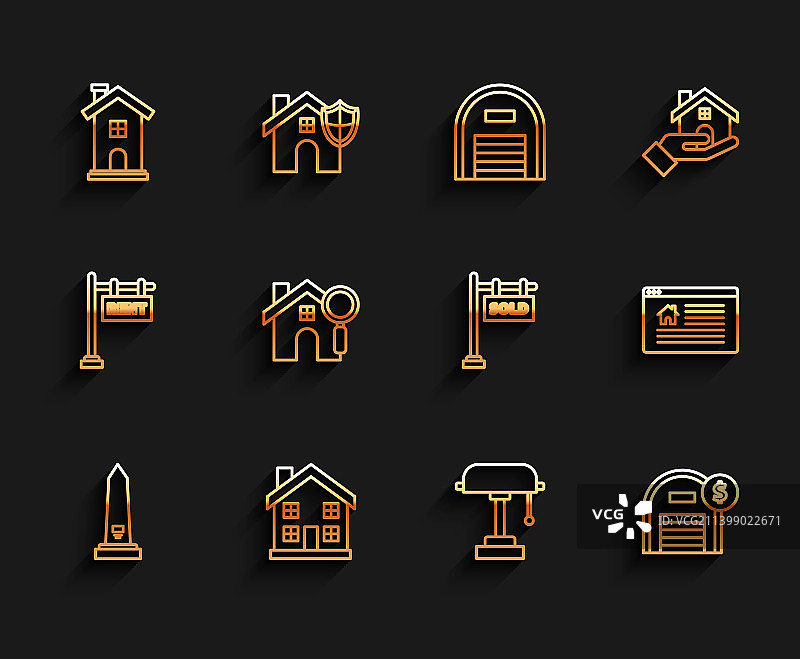 华盛顿纪念碑家居符号线条图标图片素材