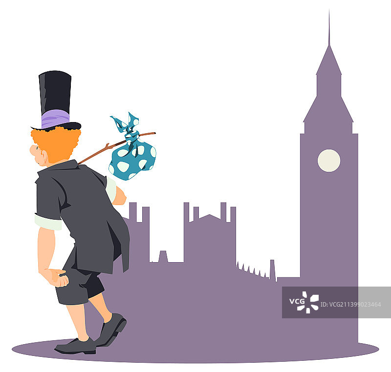 携带网络包袱的乞丐绅士图片素材