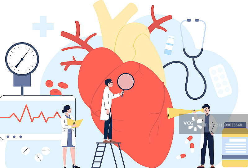 微型医生心脏病诊断概念图片素材
