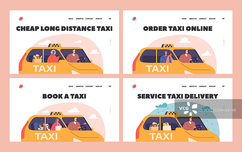 出租车服务着陆页模板图片素材