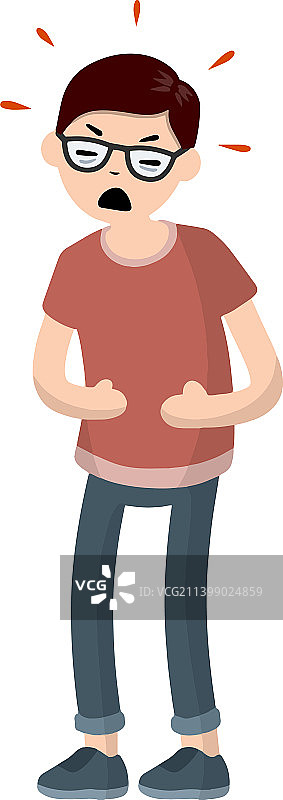 捂着肚子的年轻男人图片素材