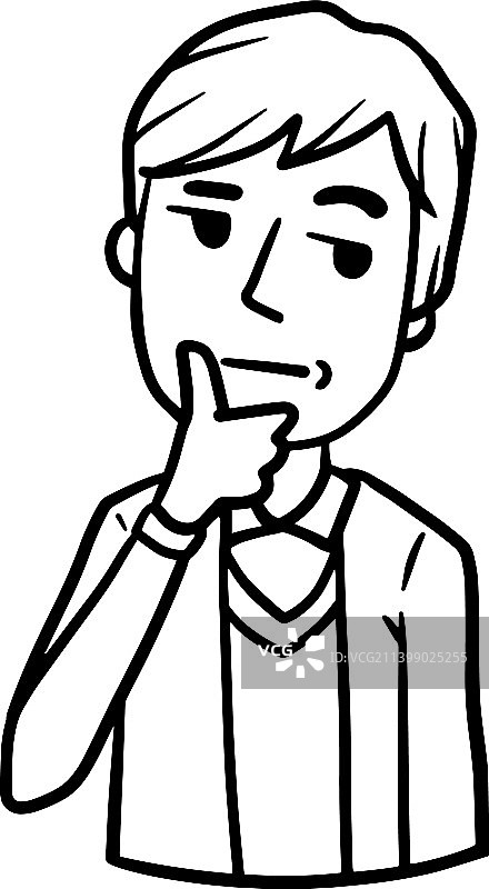 年轻男人手托下巴沉思图片素材