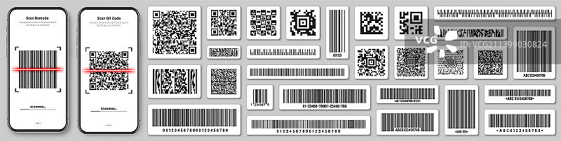 产品条形码和二维码智能手机图片素材