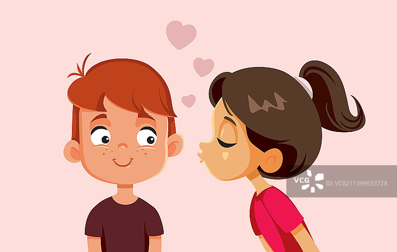 女孩亲吻脸颊图片素材