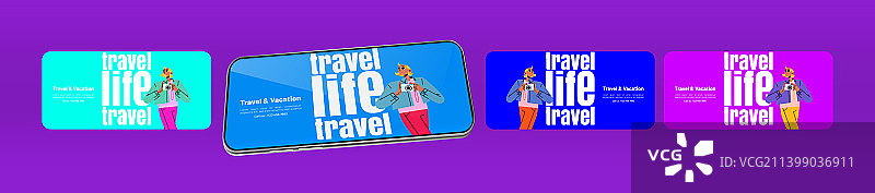 旅行度假banner，女游客图片素材